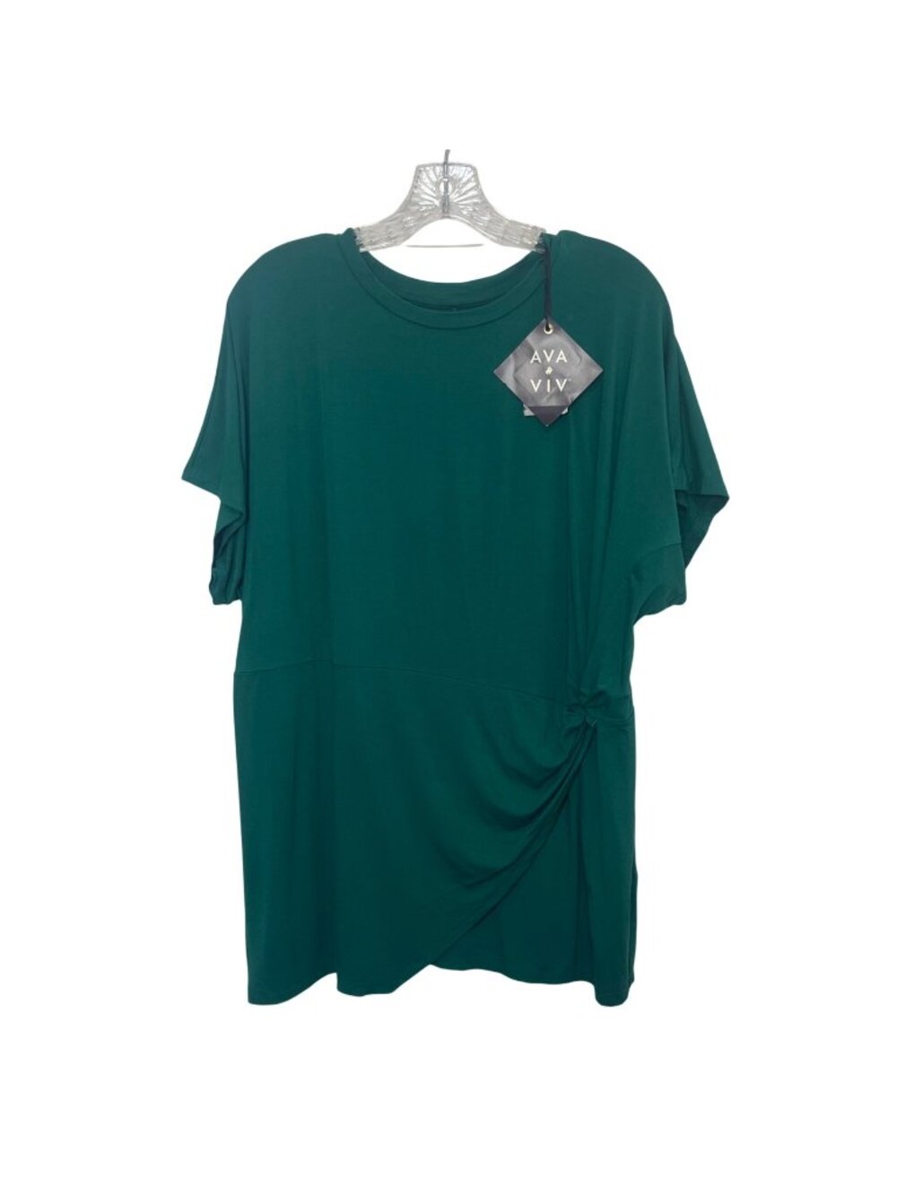 Ava & Viv Draped Knot Front Top Womens 1X Green New Summer Casual